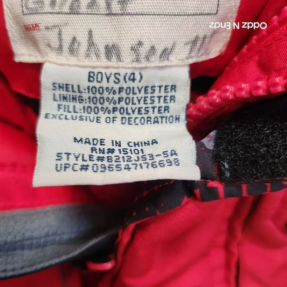 OshKosh BGosh‎ Boys Red & Black Hooded Winter Jacket Size 4 Polyester
